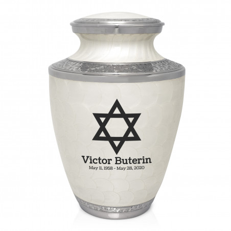 Star of David Cremation Urn - Radiant White
