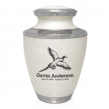 Pheasant Cremation Urn - Radiant White