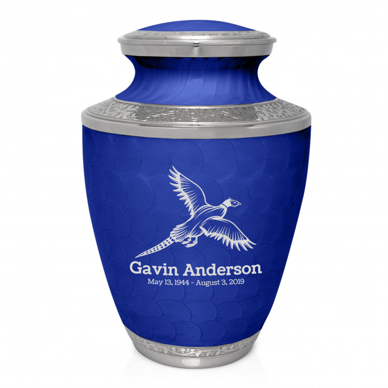 Pheasant Cremation Urn - Royal Blue