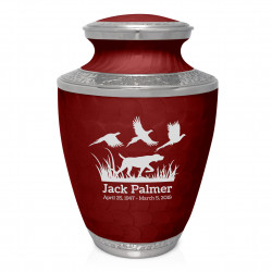 Hunting Dog Cremation Urn - Rose Red