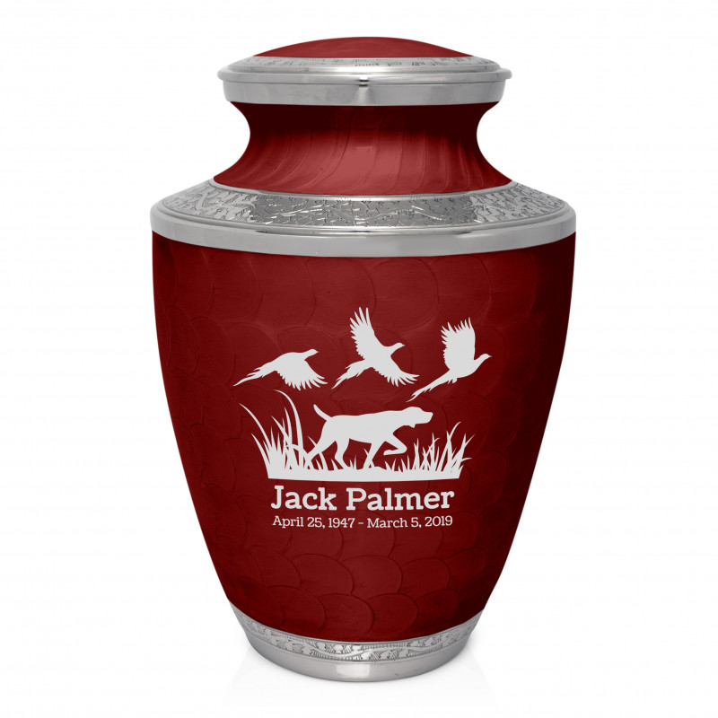 Hunting Dog Cremation Urn - Rose Red