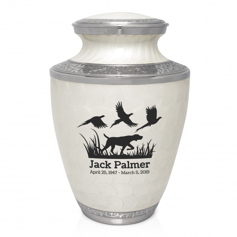 Hunting Dog Cremation Urn - Radiant White