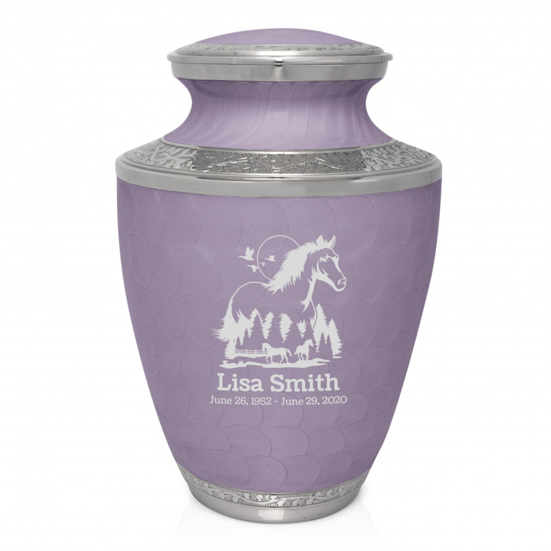 Horse Landscape Cremation Urn - Regal Purple