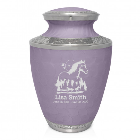 Horse Landscape Cremation Urn - Regal Purple
