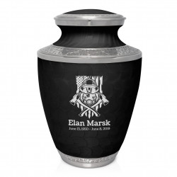 Patriotic Firefighter Cremation Urn - Ebony Black