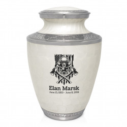 Patriotic Firefighter Cremation Urn - Radiant White