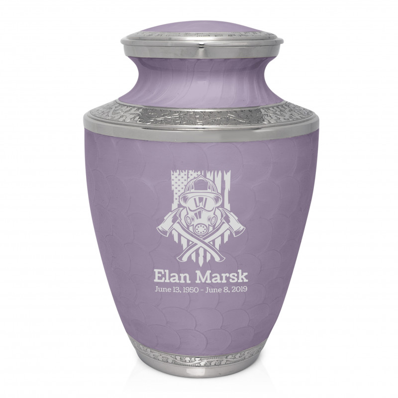 Patriotic Firefighter Cremation Urn - Regal Purple