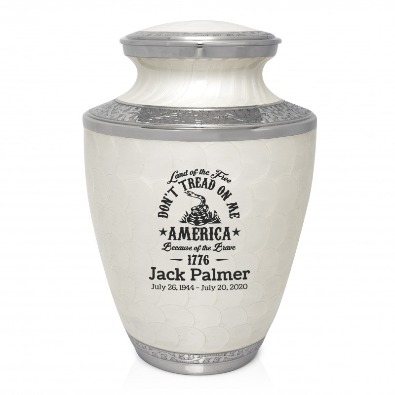 Don't Tread On Me Cremation Urn - Radiant White