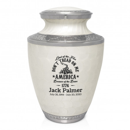 Don't Tread On Me Cremation Urn - Radiant White