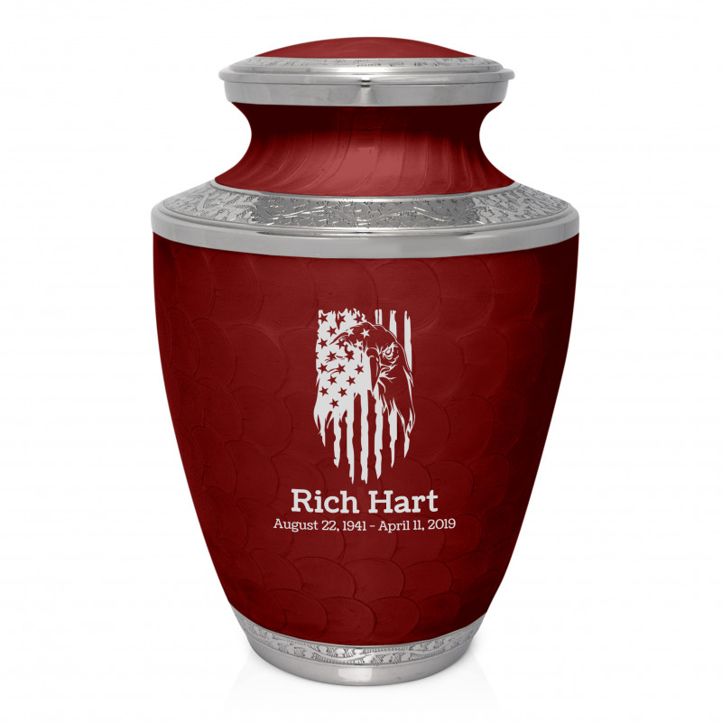 Patriotic Eagle Cremation Urn - Rose Red