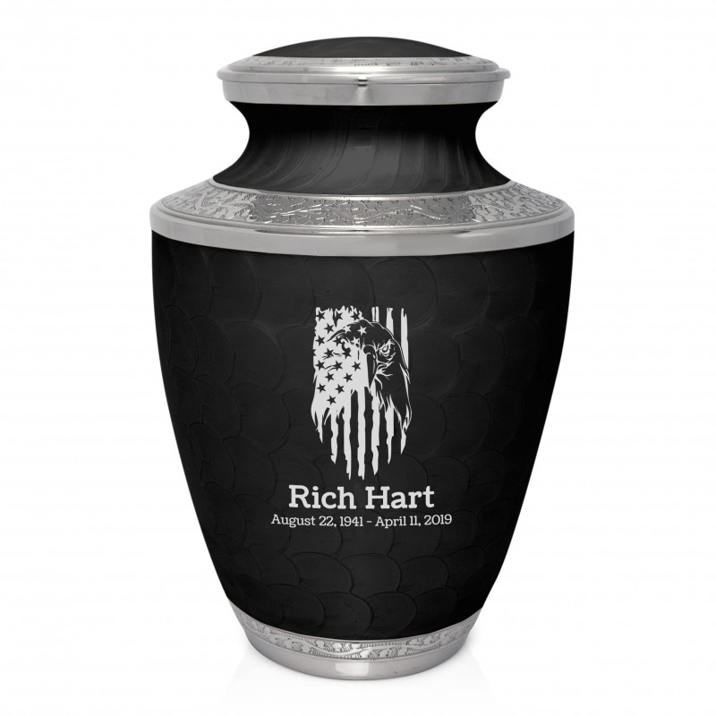 Patriotic Eagle Cremation Urn - Ebony Black