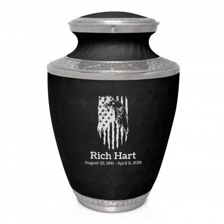 Patriotic Eagle Cremation Urn - Ebony Black