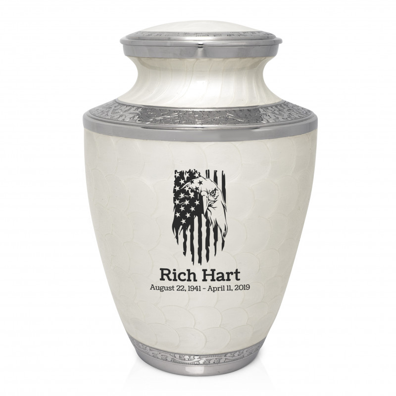 Patriotic Eagle Cremation Urn - Radiant White