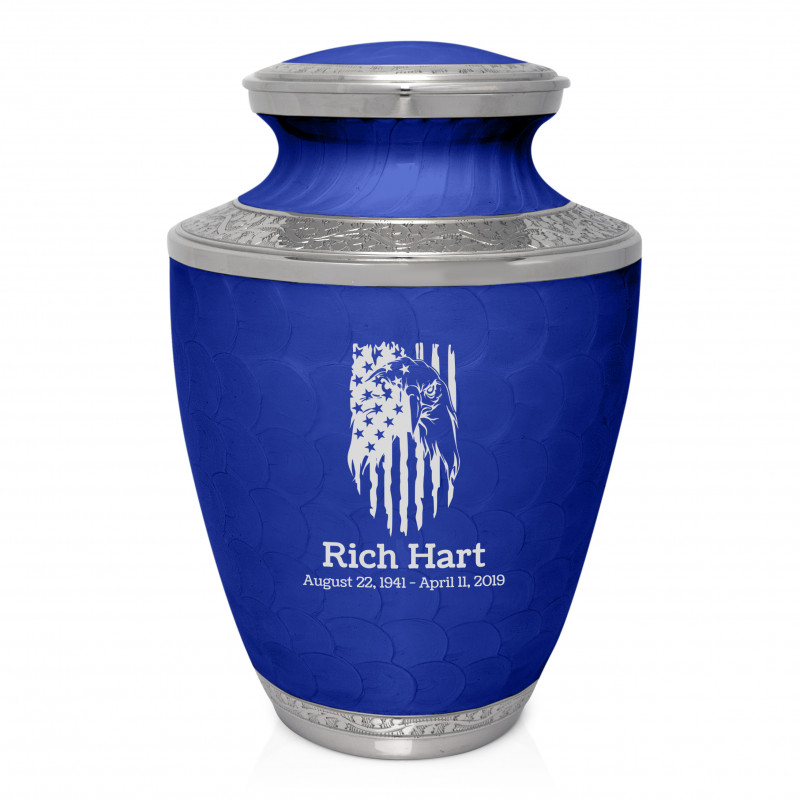 Patriotic Eagle Cremation Urn - Royal Blue