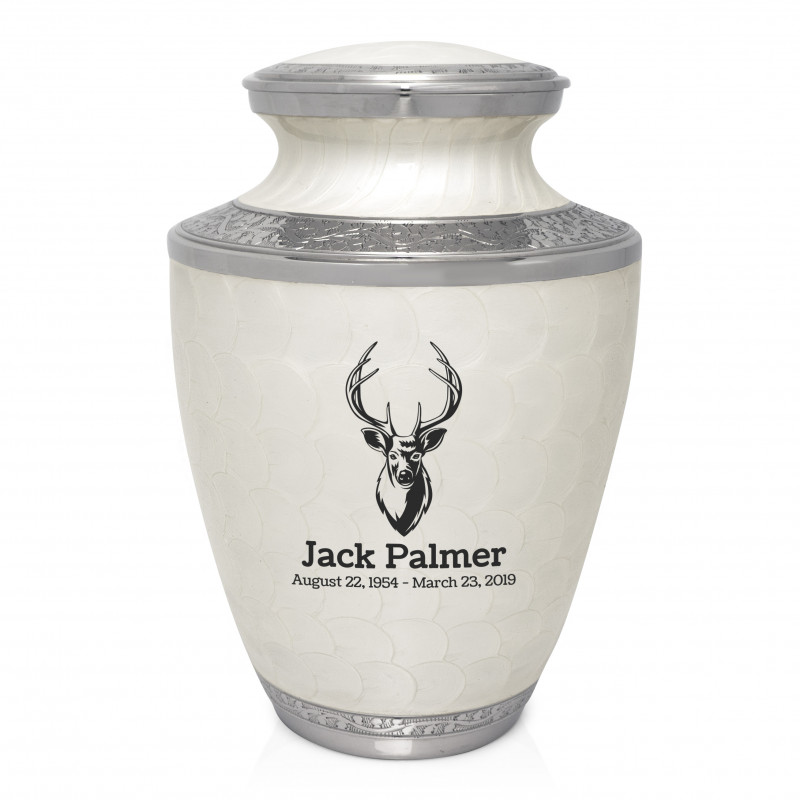 Deer Bust Cremation Urn - Radiant White