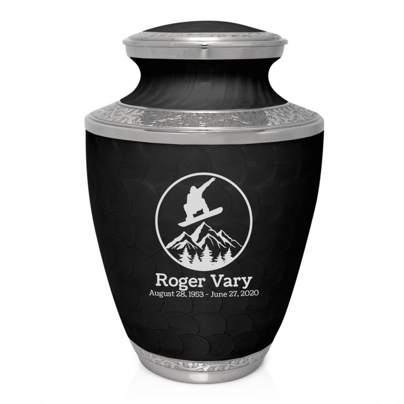 Snowboard Cremation Urn - Ebony Black