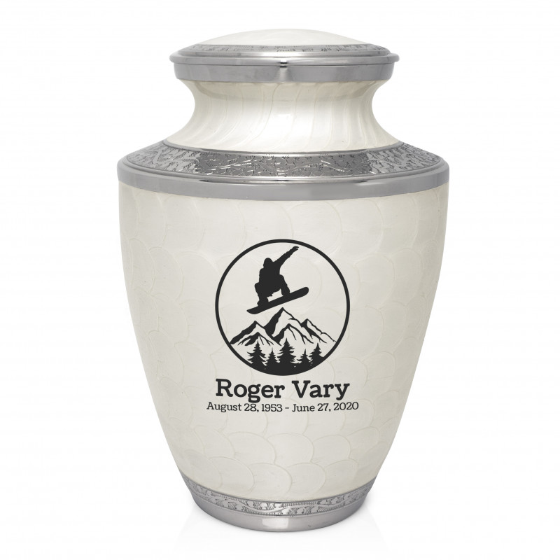 Snowboard Cremation Urn - Radiant White