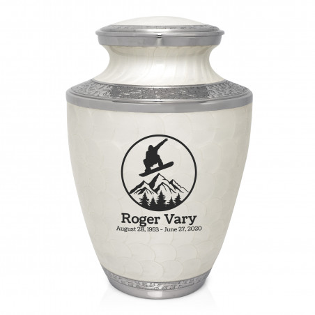 Snowboard Cremation Urn - Radiant White