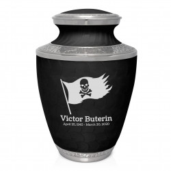 Pirate Flag Cremation Urn - Ebony Black