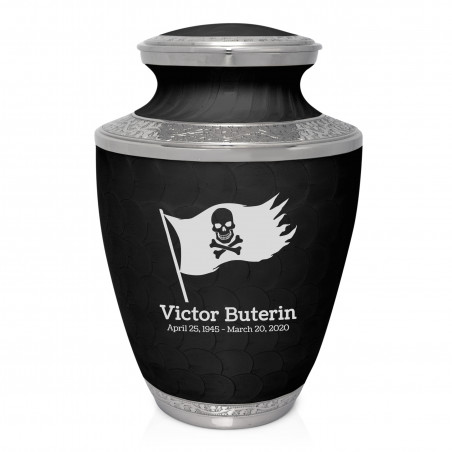Pirate Flag Cremation Urn - Ebony Black