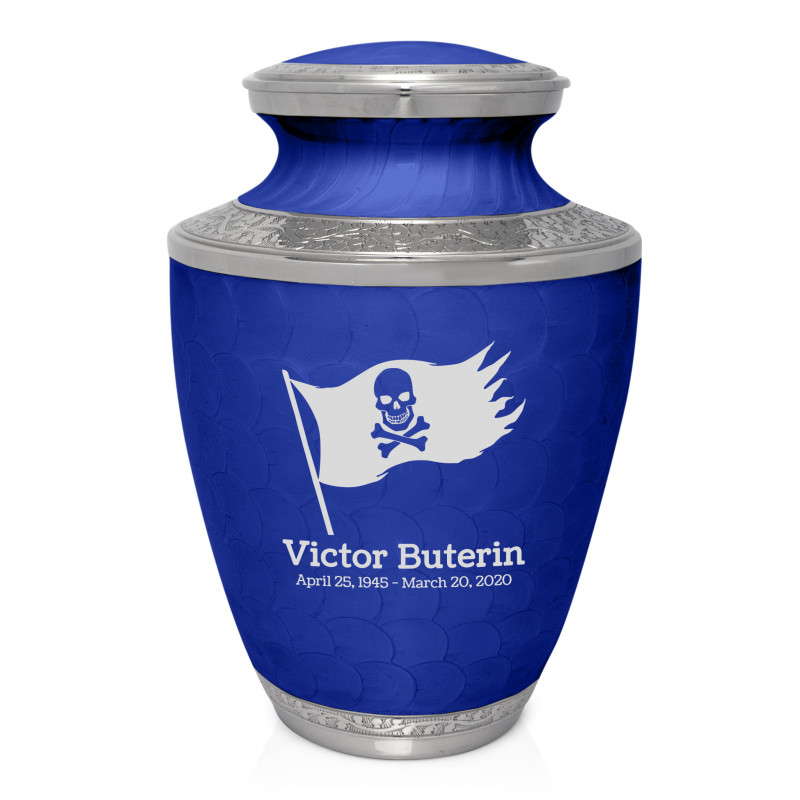 Pirate Flag Cremation Urn - Royal Blue