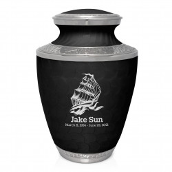 Sailing Ship Cremation Urn - Ebony Black