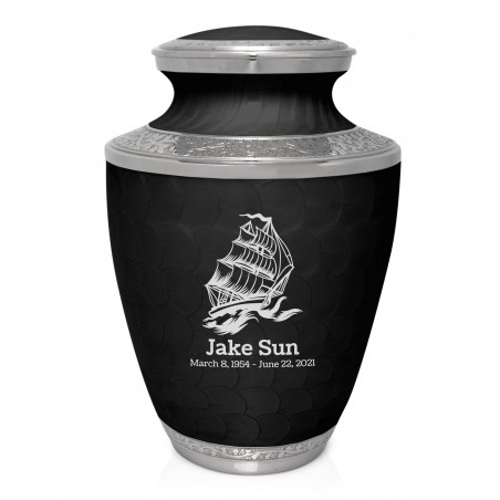 Sailing Ship Cremation Urn - Ebony Black