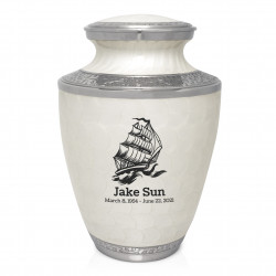Sailing Ship Cremation Urn - Radiant White