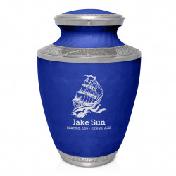 Sailing Ship Cremation Urn - Royal Blue