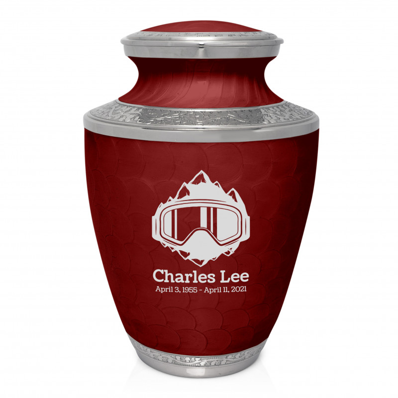 Snow Goggles Cremation Urn - Rose Red
