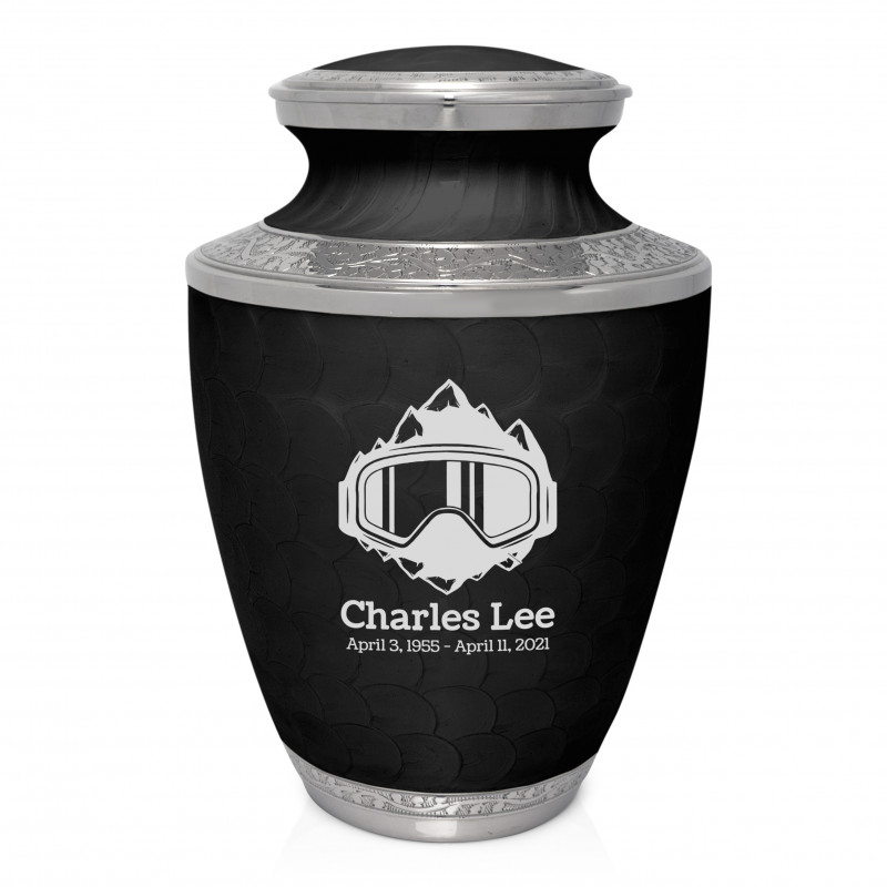 Snow Goggles Cremation Urn - Ebony Black