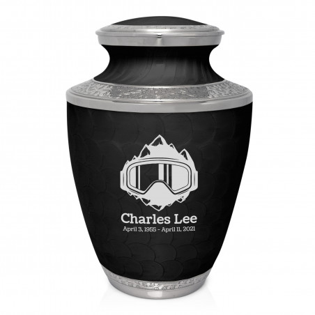 Snow Goggles Cremation Urn - Ebony Black