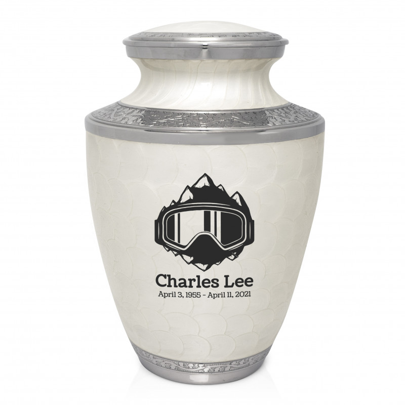 Snow Goggles Cremation Urn - Radiant White