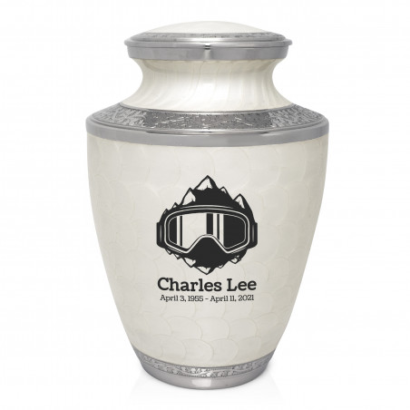 Snow Goggles Cremation Urn - Radiant White