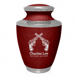 Revolver Cremation Urn - Rose Red