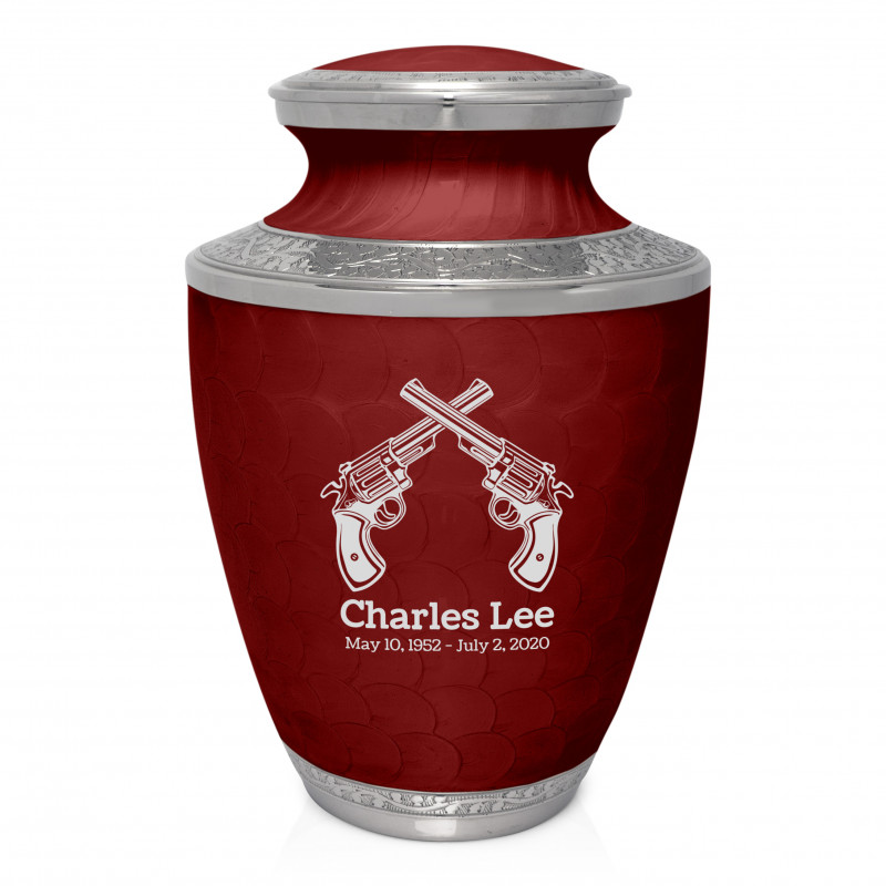 Revolver Cremation Urn - Rose Red