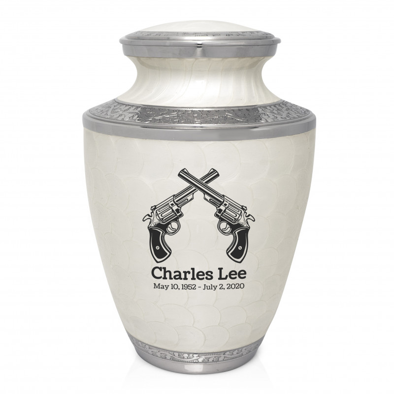 Revolver Cremation Urn - Radiant White