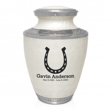 Horseshoe Cremation Urn - Radiant White