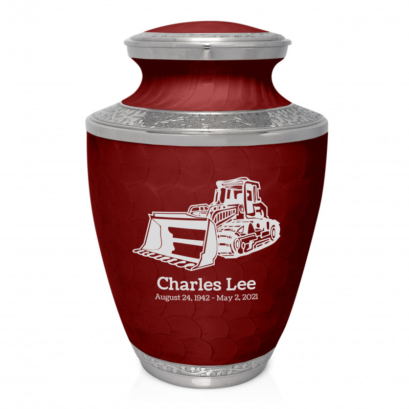 Bulldozer Cremation Urn - Rose Red