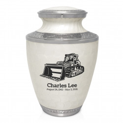 Bulldozer Cremation Urn - Radiant White