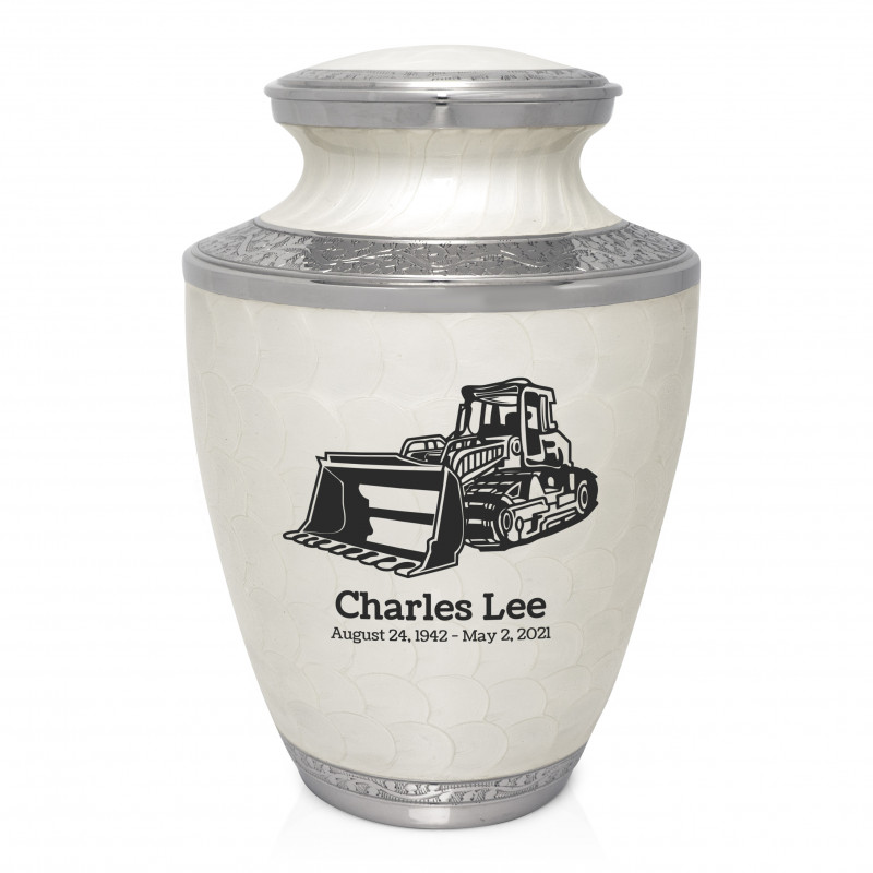Bulldozer Cremation Urn - Radiant White