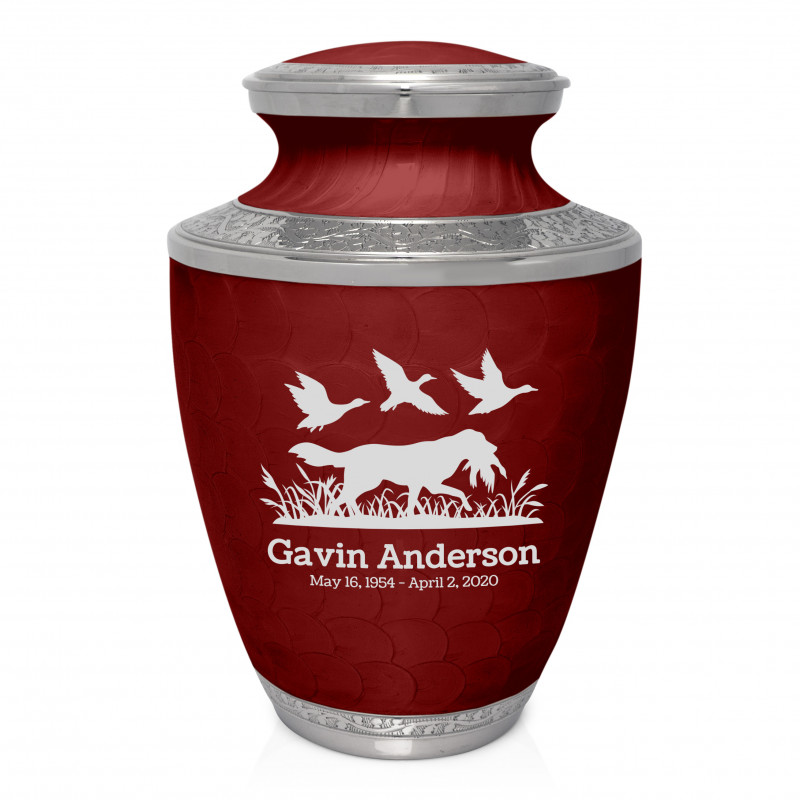 Duck Hunting Dog Cremation Urn - Rose Red