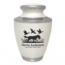 Duck Hunting Dog Cremation Urn - Radiant White