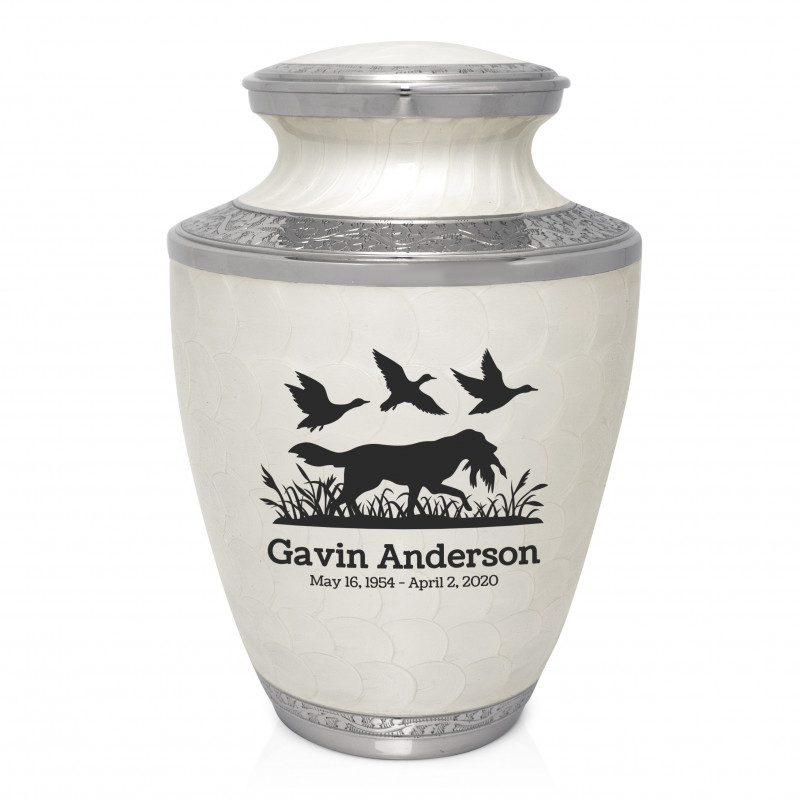Duck Hunting Dog Cremation Urn - Radiant White