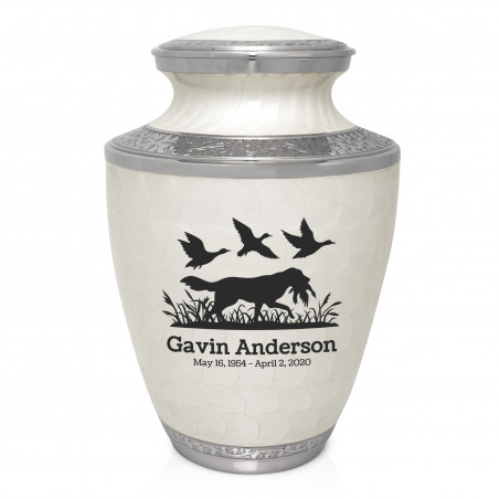 Duck Hunting Dog Cremation Urn - Radiant White