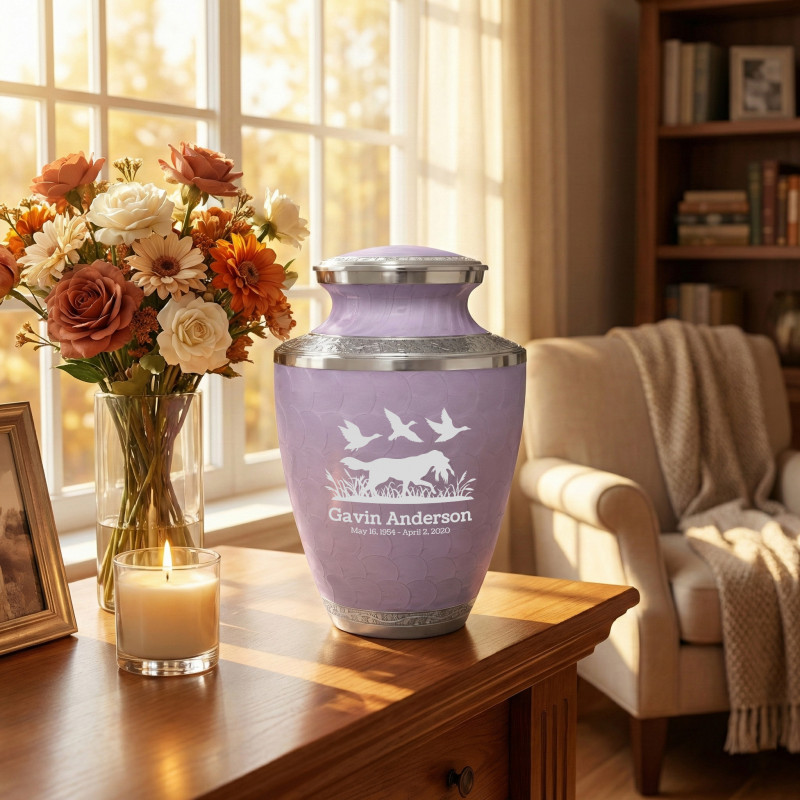Duck Hunting Dog Cremation Urn - Regal Purple