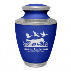 Duck Hunting Dog Cremation Urn - Royal Blue