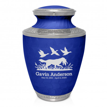 Duck Hunting Dog Cremation Urn - Royal Blue