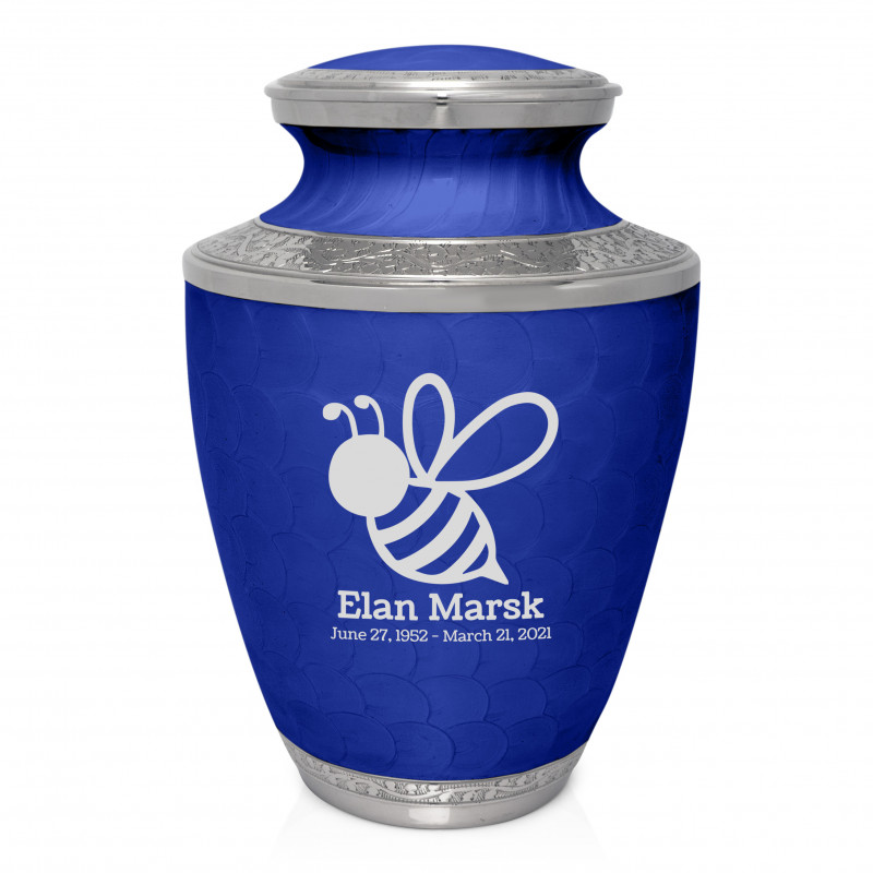 Bee Cremation Urn - Royal Blue
