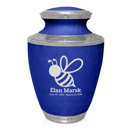 Bee Cremation Urn - Royal Blue